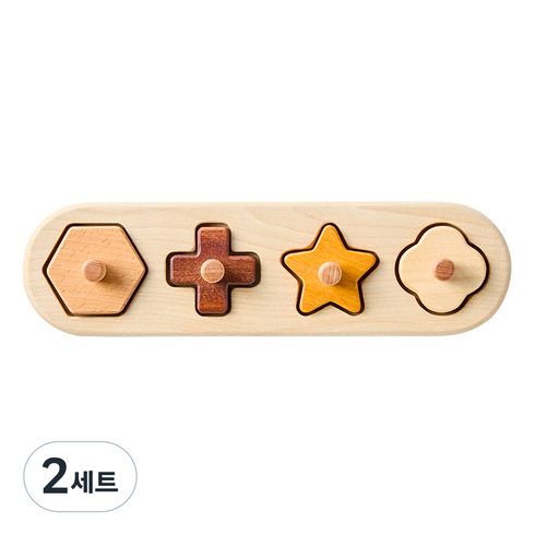 숲소리 꼭지퍼즐 확장도형 원목장난감 세트, 2세트, 5피스