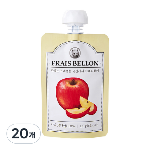 프레벨롱 짜먹는 국산 과일퓨레, 사과, 100g, 20개