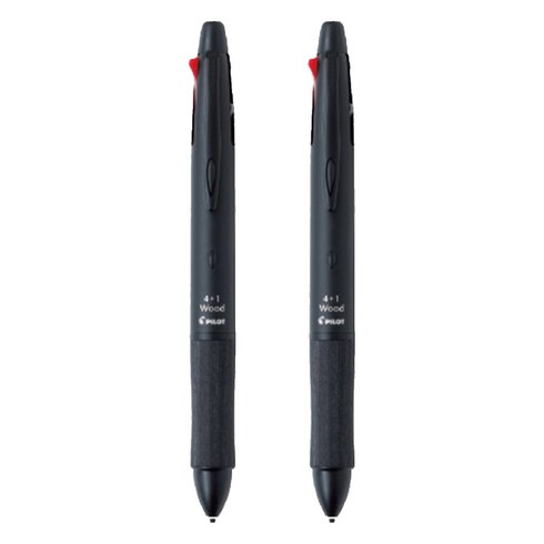 닥터그립 파이롯트 4플러스1 우드 볼팬 0.7mm + 샤프 0.5mm BKHFW-2SR, 2개, 블랙