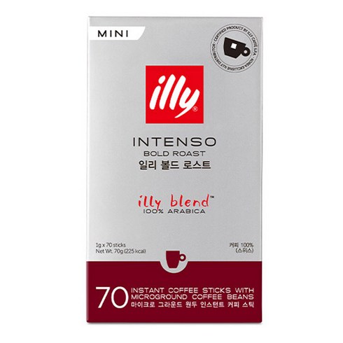 일리 인텐소 볼드 로스트 미니 인스턴트 원두커피스틱, 1g, 70개입, 1개