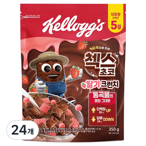 켈로그 첵스초코 딸기 크런치, 350g, 24개