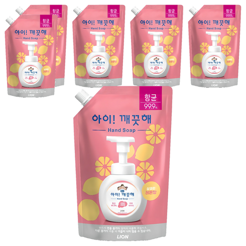 아이깨끗해 핸드워시 리필 레몬향, 600ml, 6개