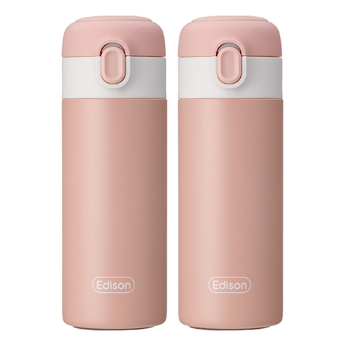 에디슨 원터치 키즈 텀블러, 핑크, 250ml, 2개