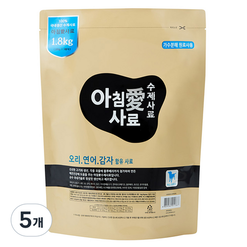 아침애 전연령 강아지 수제 소프트사료, 연어+오리+감자, 1.8kg, 5개