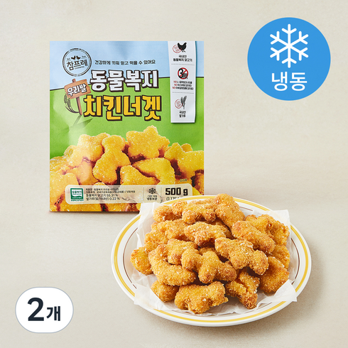 참프레 동물복지 인증 우리쌀 치킨너겟 (냉동), 500g, 2개