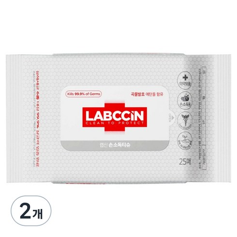 랩신 손소독 티슈, 25매입, 2개