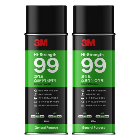 쓰리엠 고강도 99 스프레이 접착제 455ml, 2개