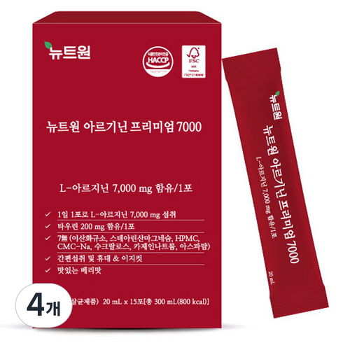 뉴트원 아르기닌 프리미엄 7000 15p, 300ml, 4개
