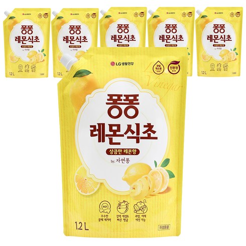 퐁퐁 레몬식초 주방세제 파우치형, 1.2L, 6개
