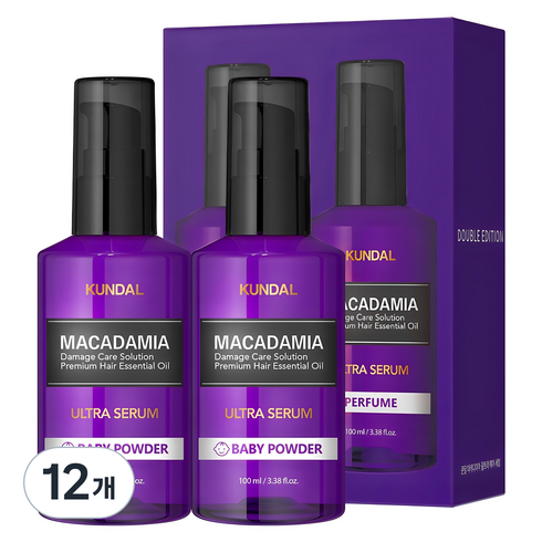 쿤달 울트라 세럼 헤어 에센스 베이비파우더향, 100ml, 12개
