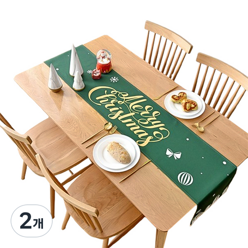 블럭마트 크리스마스 홈파이 테이블 플래그 러너, TYPE4, 30 x 180 cm, 2개