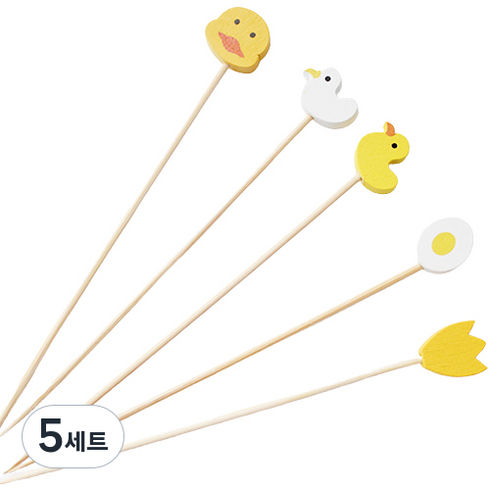 대나무 병아리 도시락픽 5종 12cm MP300, 100개, 5세트