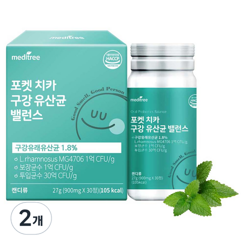 메디트리 포켓 치카 구강 유산균 밸런스, 30정, 2개