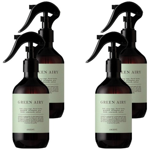 에이센트 드레스 퍼퓸 탈취제 그린에어리 본품, 250ml, 4개