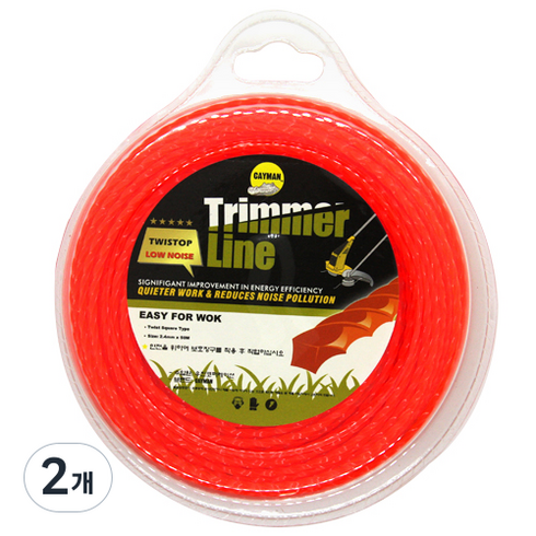 카이만 예초기 나일론 줄 사각 꽈배기 2.4mm x 50m 예초기, 2개
