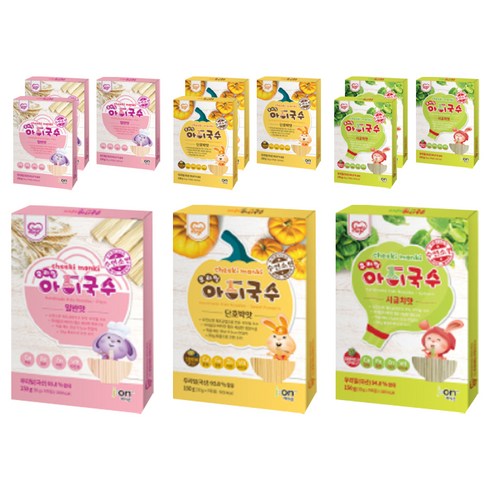 치키몽키 우리밀아이국수 버라이어티 3종세트, 일반맛, 시금치맛, 단호박맛, 4세트, 150g