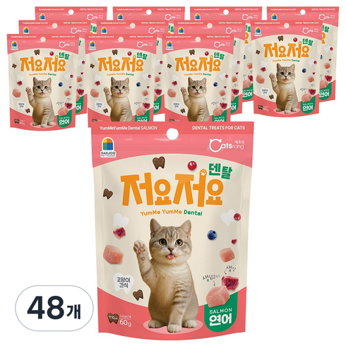 캐츠랑 고양이 저요저요 덴탈 간식, 연어, 60g, 48개