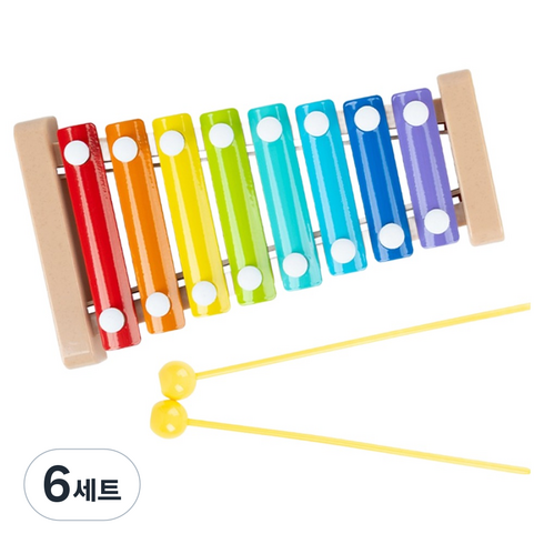 캐스비 맑은소리 미니 멜로디 실로폰 세트, 혼합색상, 6세트