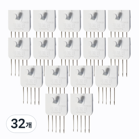 꼭꼬핀 파워 일자형, 화이트, 32개