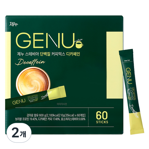 제누 스테비아 단백질 커피믹스 디카페인, 10g, 60개입, 2개