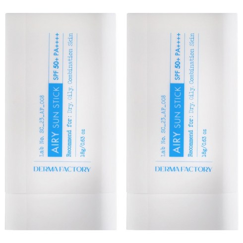 더마팩토리 에어리 선스틱 SPF50+ PA++++, 18g, 2개