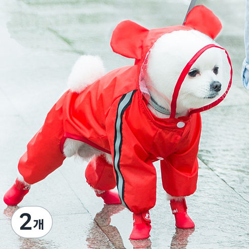 소형 강아지 우비, 04 붉은 곰, 2개