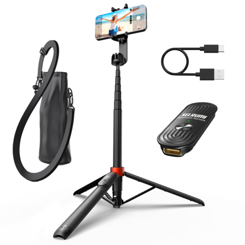 셀루미 130cm 풀 포퍼먼스 스마트폰 셀카봉 삼각대, SEL-CT1300M-PRO, 블랙 + 레드, 1개