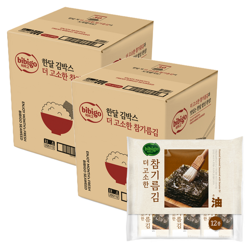 비비고 한달 더 고소한 참기름김 12p, 54g, 8개