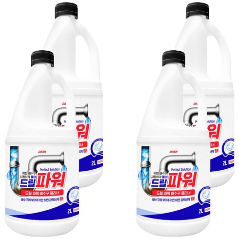 DASH 드릴 파워 배수구 클리너, 2L, 4개