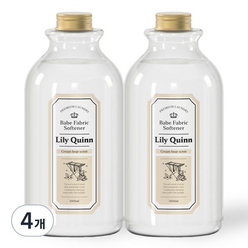 릴리퀸 유아 섬유유연제 크림베어, 4개, 1L
