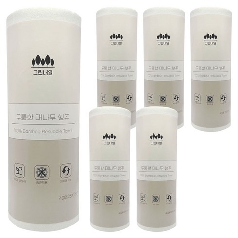 그린내일 두툼한 대나무 행주, 40개입, 6개