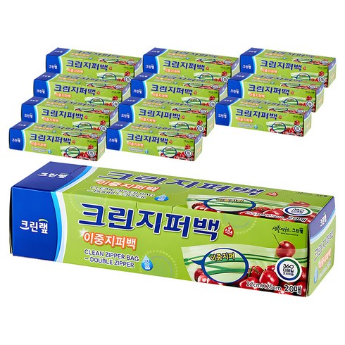 크린랩 이중 지퍼백, 중(M), 20개입, 12개