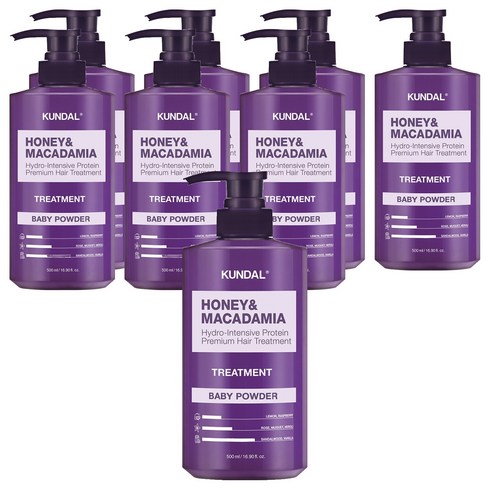 쿤달 허니 앤 마카다미아 헤어트리트먼트 베이비파우더향, 500ml, 8개