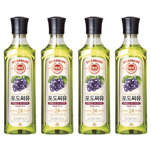 해표 포도씨유, 500ml, 4개