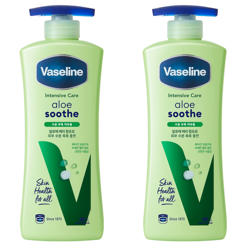 바세린 인텐시브 케어 알로에 수드 바디로션, 400ml, 2개