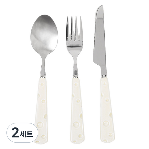 인블룸 치즈 커트러리 세트, 화이트 까망베르, 스푼 + 포크 + 나이프, 2세트