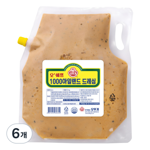 오뚜기 1000 아일랜드 드레싱, 2kg, 6개