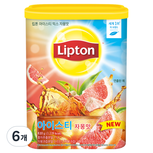립톤 아이스티 분말 믹스 자몽맛, 820g, 1개입, 6개