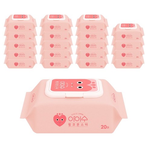 아이수 핑코 몬스터 유아물티슈 휴대캡형, 65g, 20매, 20개