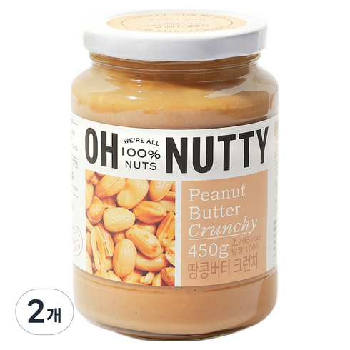 오넛티 땅콩버터 크런치 100%, 450g, 2개