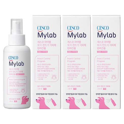 세스코마이랩 모기 진드기 기피제 반려견용, 혼합색상, 120ml, 3개