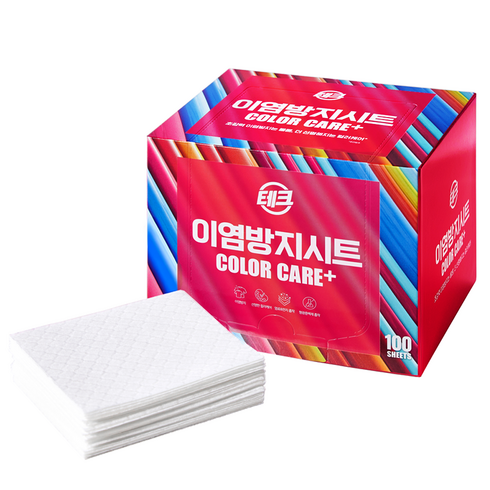 테크 컬러케어 플러스 두툼한 초강력 오염 먼지흡착 세탁 이염방지 시트, 1개, 100개입