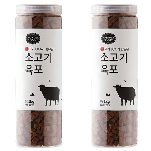 원더푸드 강아지 져키, 소고기, 1kg, 2개