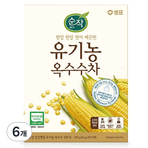 순작 유기농 옥수수차 티백, 10g, 30개입, 6개
