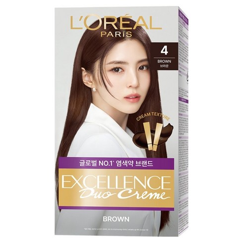 로레알파리 엑셀랑스 듀오크림 나눠쓰는 새치염색 염모제, 4호 브라운, 1개