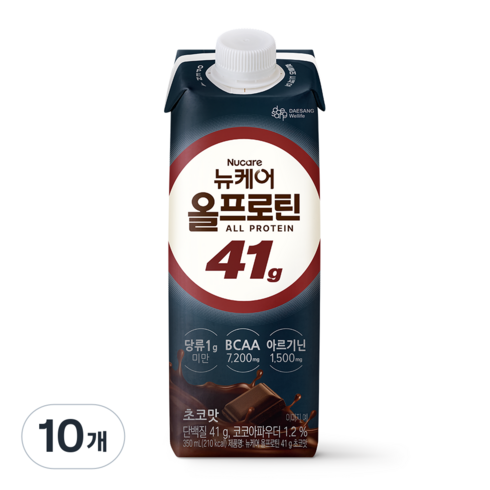 뉴케어 정품 올프로틴 41g 초코맛, 350ml, 10개