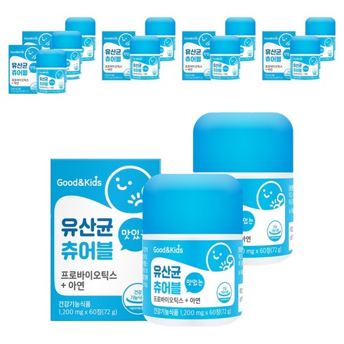 굿앤키즈 내츄럴플러스 유산균 츄어블, 60정, 12개