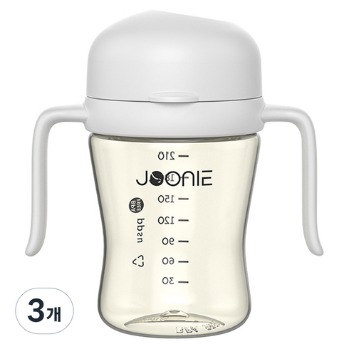 주니 유아용 뚜껑 일체형 2세대 자기주도컵, 210ml, 3개, 화이트