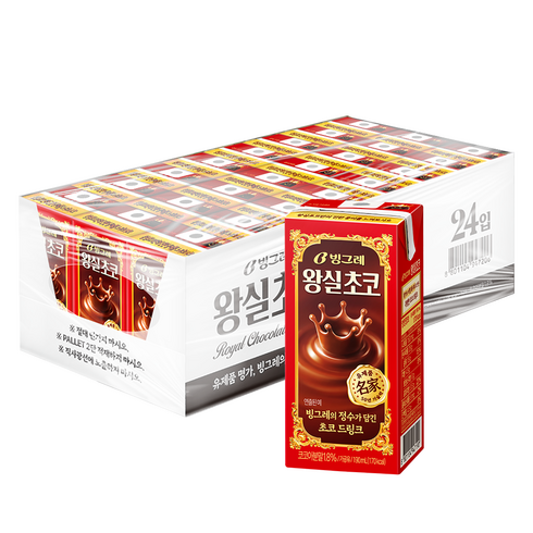 빙그레 왕실 초코 드링크, 190ml, 24개