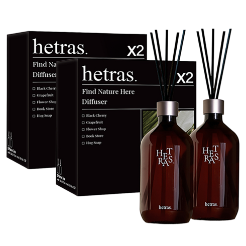 헤트라스 프리미엄 대용량 디퓨저 선물세트 섬유스틱 10p, 베이비코튼, 500ml, 4개